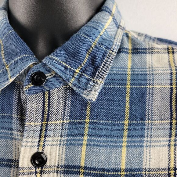 J.Crew mens flannel long sleeve button down shirt plaid blue M 1933 - Picture 3 of 10
